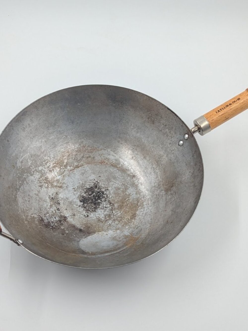 VINTAGE Taylor & Ng 14" Carbon Steel Wok - SAN FRANCISCO ERA - Flat Bottom